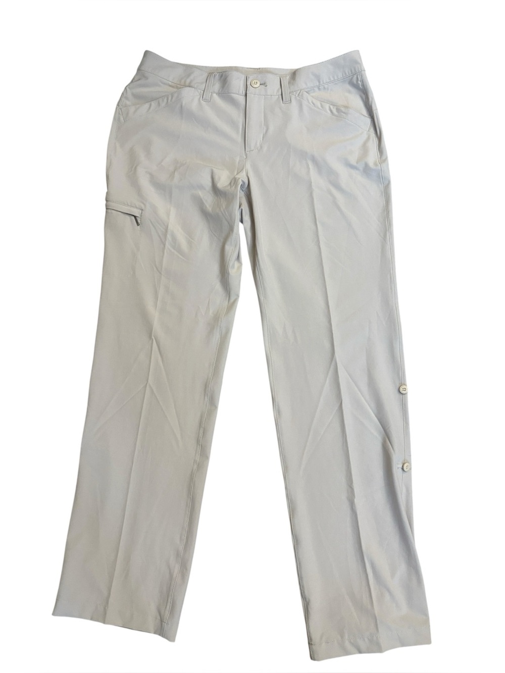 Eddie Bauer Tan Hiking Stretch Pants Roll Tab Legs Size 10